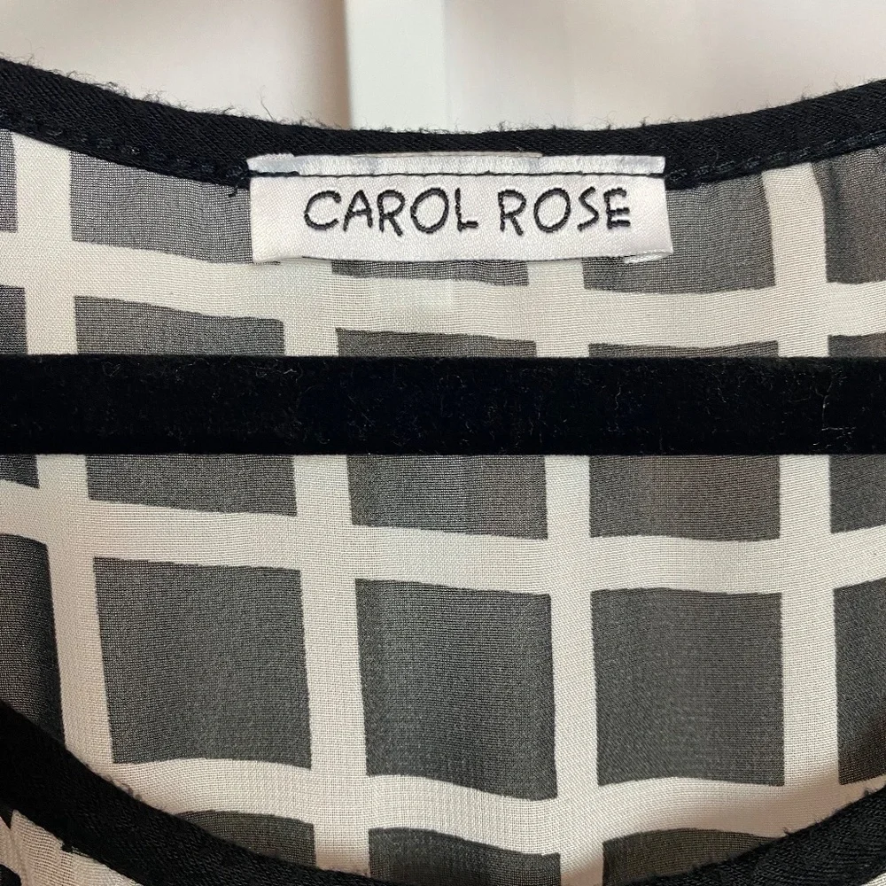 💙5/$15 Carol Rose Womenʻs Black and White Dress Top w/ Tie at Hem Large